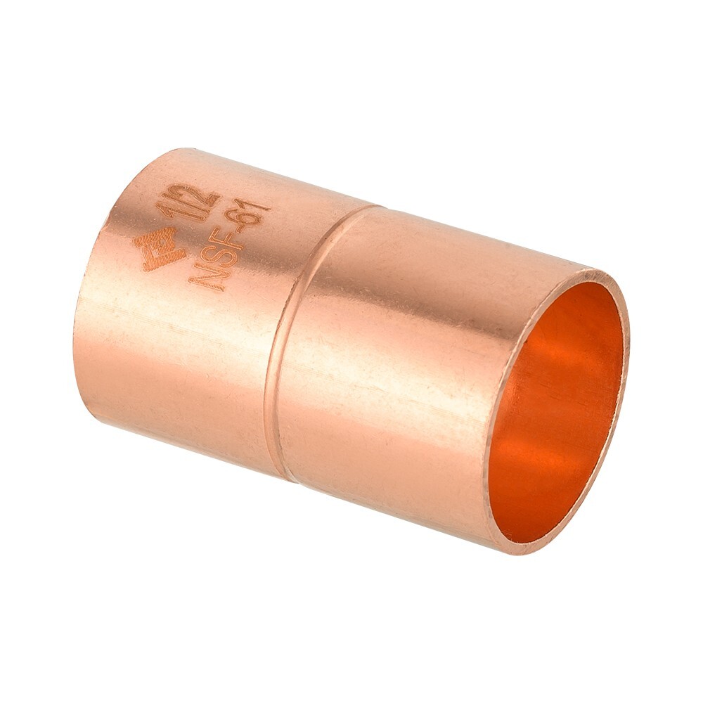 100 PCS EFIELD 1/2" C X C Copper Coupling With Rolled Stop, Lead Free, Pro Pack