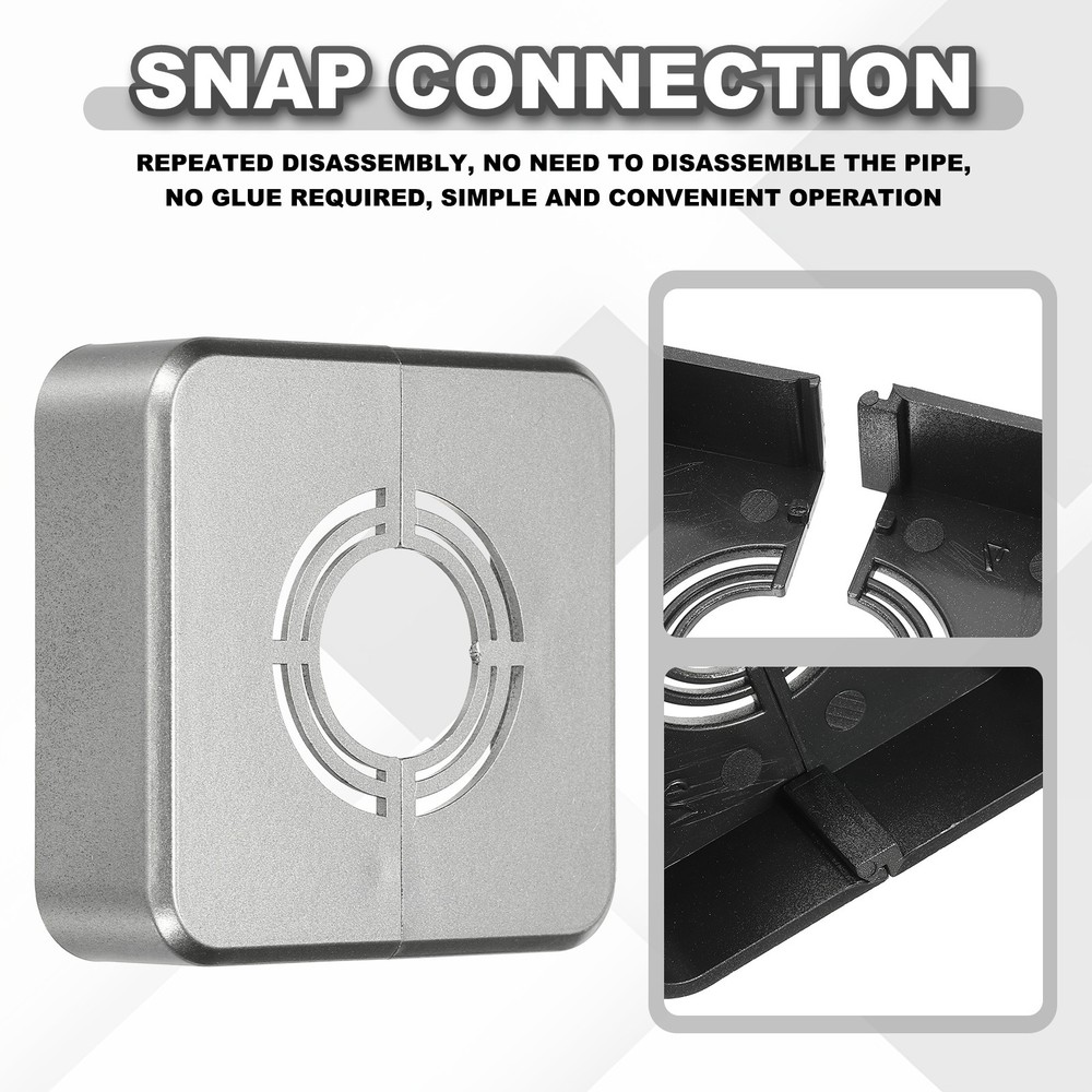 2pcs Wall Split Flange 0.79" Plastic Square Split Flange Pipe Cover, Gray