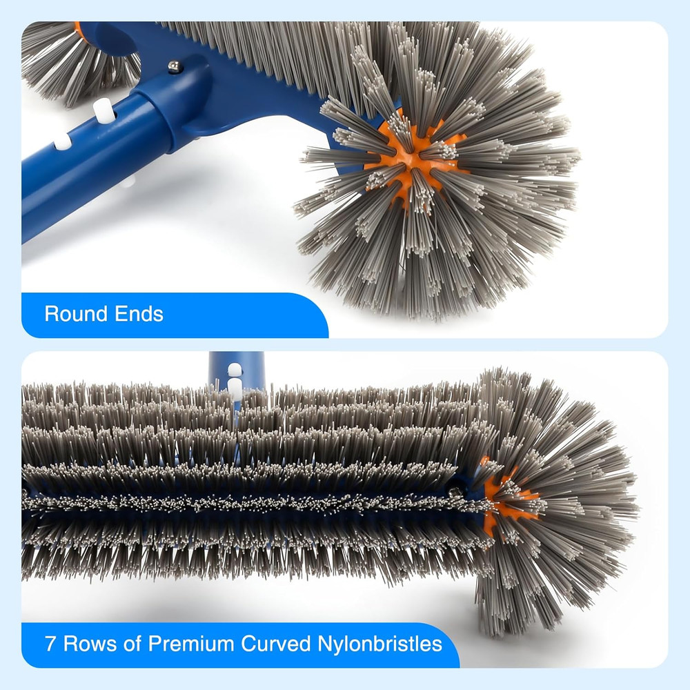 Pool Brush Head with round Ends, 12.5'' High-Efficiency Pool Brush for Cleaning