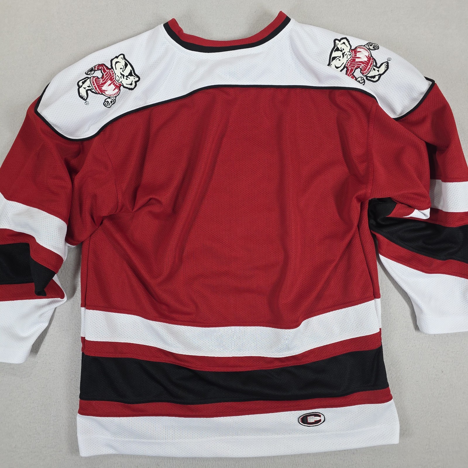 Vintage Wisconsin Badgers Ice Hockey Jersey Mens Medium NCAA 90s Big W Logo WIS