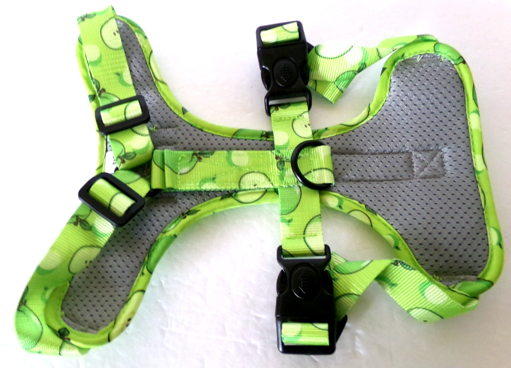 Dog Harness Size Medium Green Apples Mesh Adjustable Straps