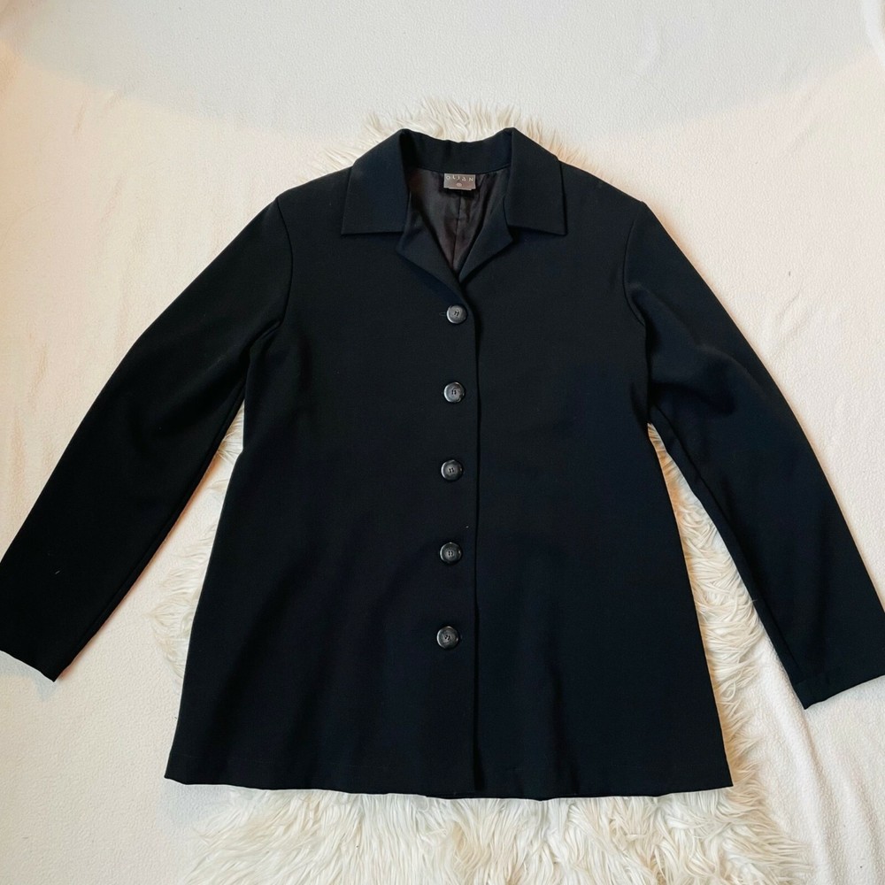 Olian Blazer Maternity Womens Medium Black Collared Button Jacket