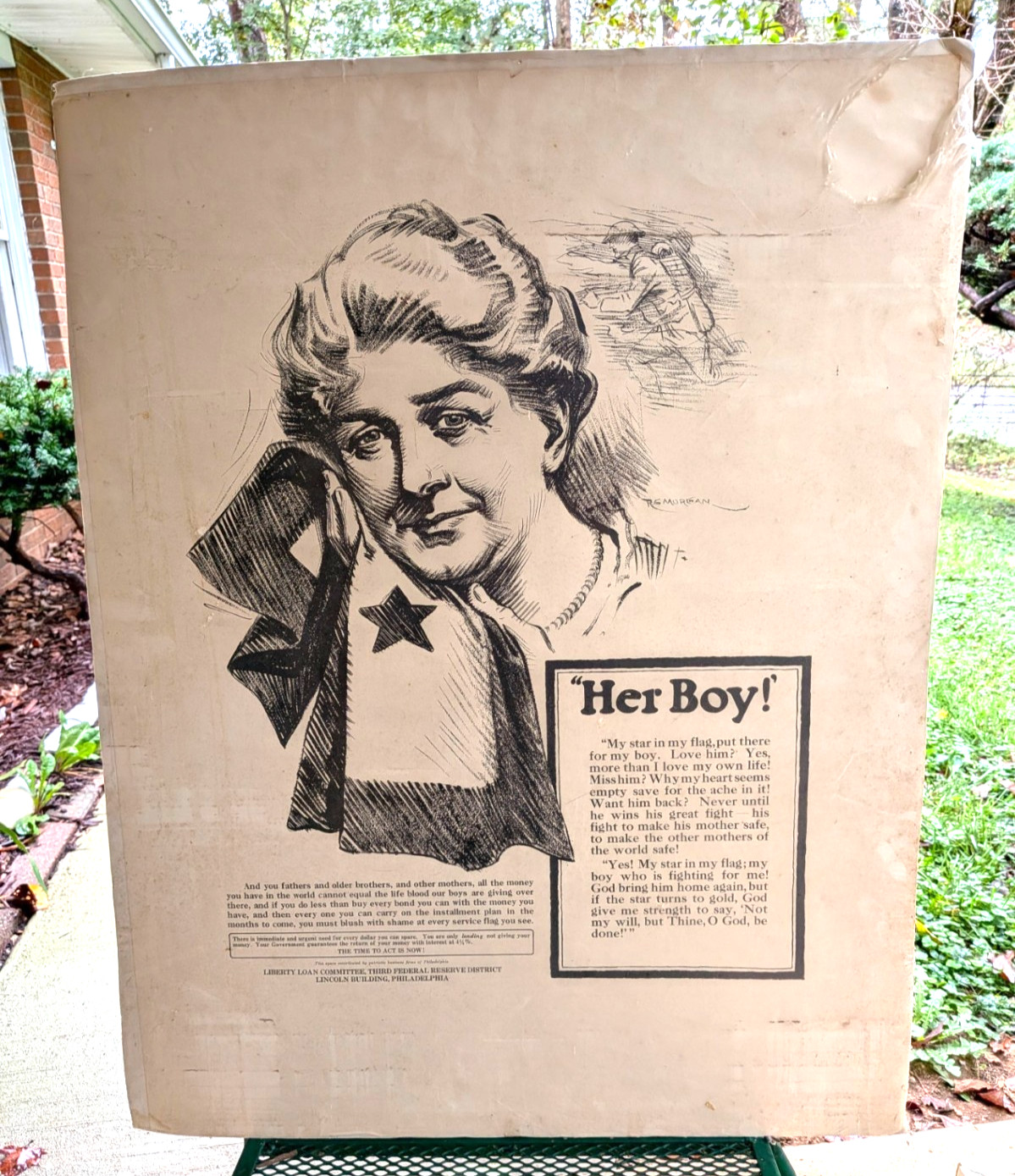 Original WWI Poster, "Her Boy", Promoted the Purchase of Liberty Loan Bonds
