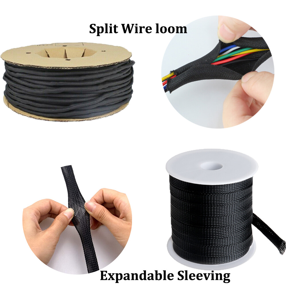 Wire Protect Expandable Braided Sleeving / Split Core Loom Tubing Cable Wrap Lot