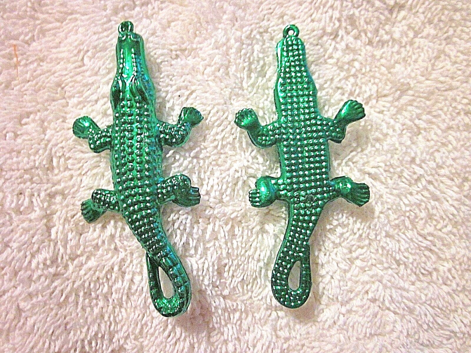 3 DOZEN (36 pieces) "GREEN ALLIGATOR TRINKETS" 70mm - BULK CRAFTS SHINY GATORS