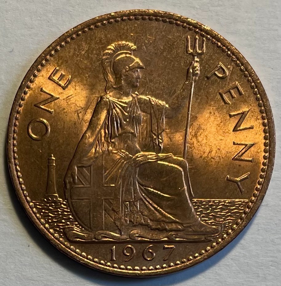 Great Britain Penny 1967 - Britannia - Uncirculated