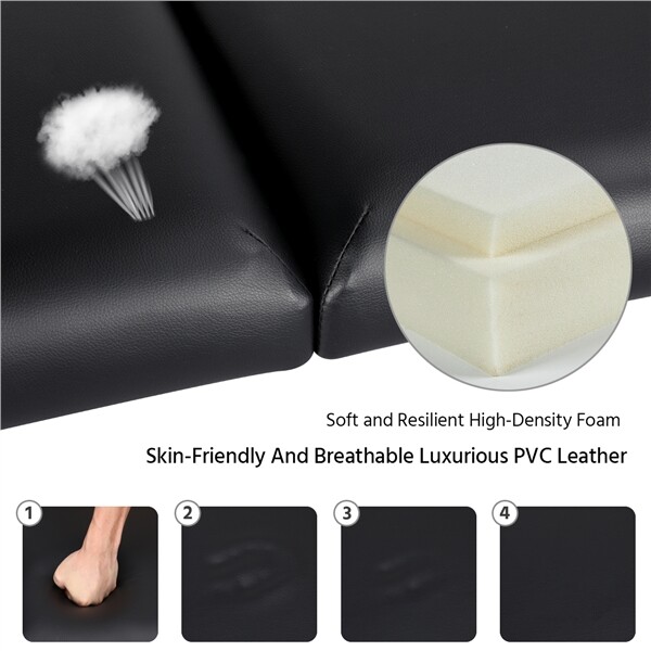 Portable Massage Table Lash Bed Tattoo Table Beauty Folding Bed Adjustable Black