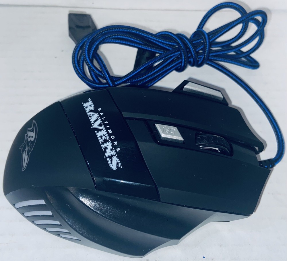 BALTIMORE RAVENS GAMING WIRED MOUSE MODEL RGX-M2-BLK 7200DPI 7 BUTTON 5V 100mA