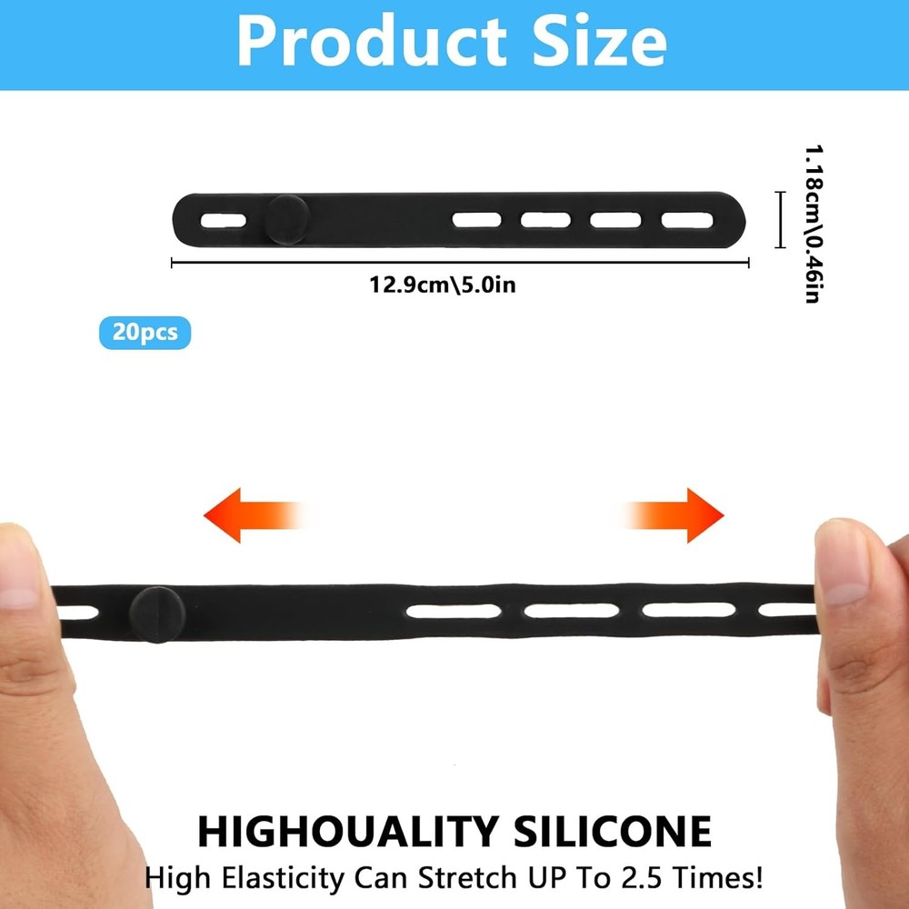 50 Pack Reusable Silicone Cable Ties