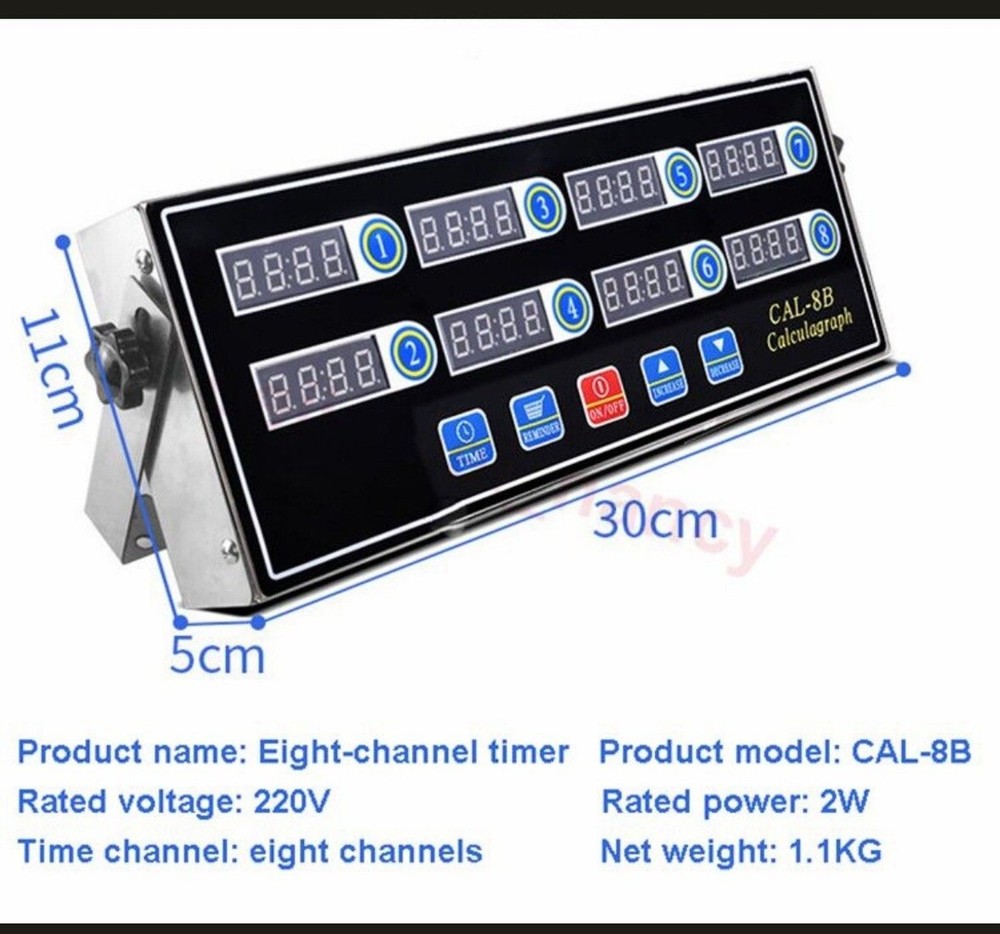 Digital Timer Kitchen Cooking Reminder Portable LCD Calculagraph, 8 Channels