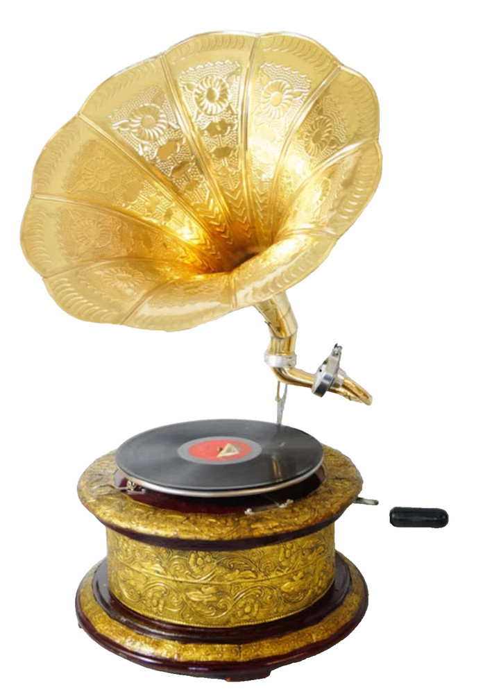 HMV Gramophone Fully Functional Working Phonograph, win-up record player gift