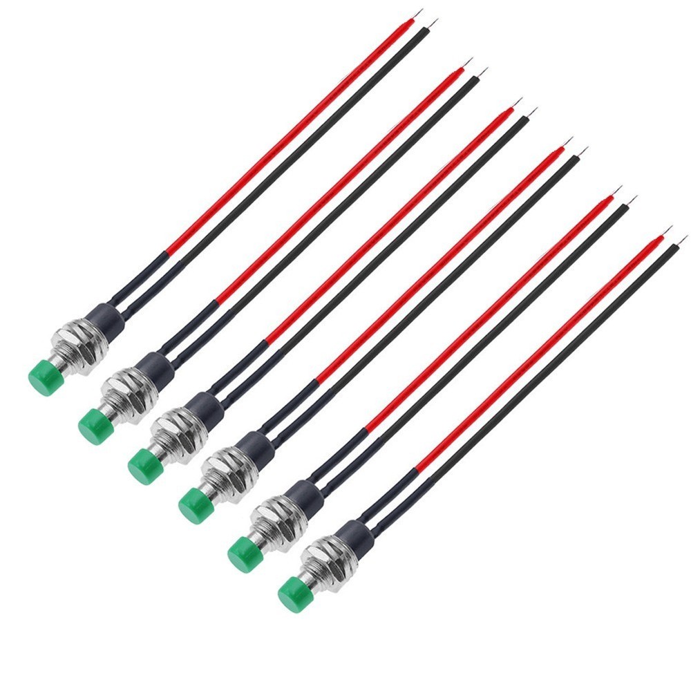 6Pcs Small Momentary Push Button Switch, 1A 250V AC, Easy Install With Wires
