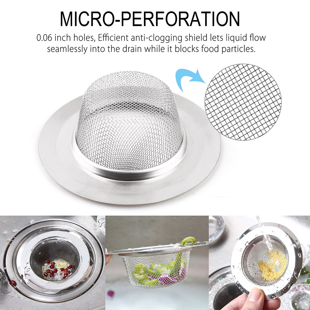 4PCS Kitchen Sink Strainer Large Wide Rim 4.5" Stainless Steel Mesh Drain Filter
