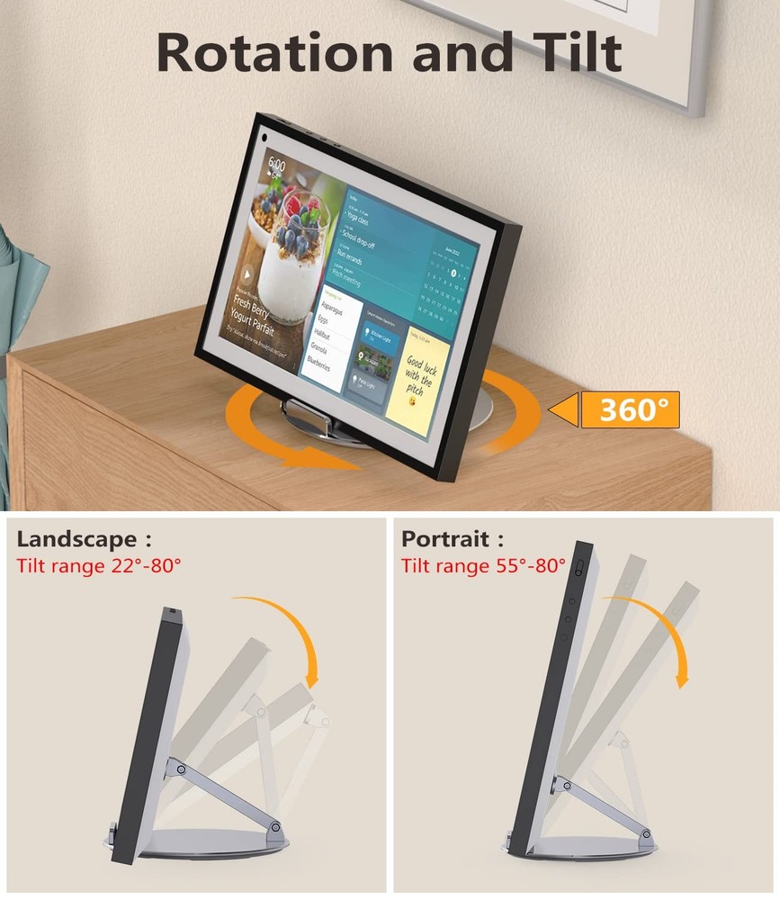 Stand Compatible with Echo Show 15/21, Adjustable Foldable with 360 Degree Ro...