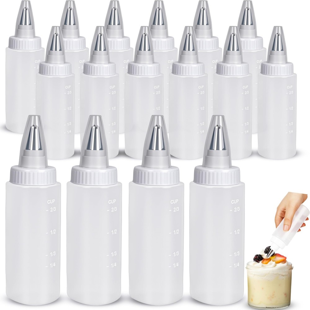 16 Pcs 6 oPlastic Squeeze Bottles Squeezing Applicator Writer Bottle