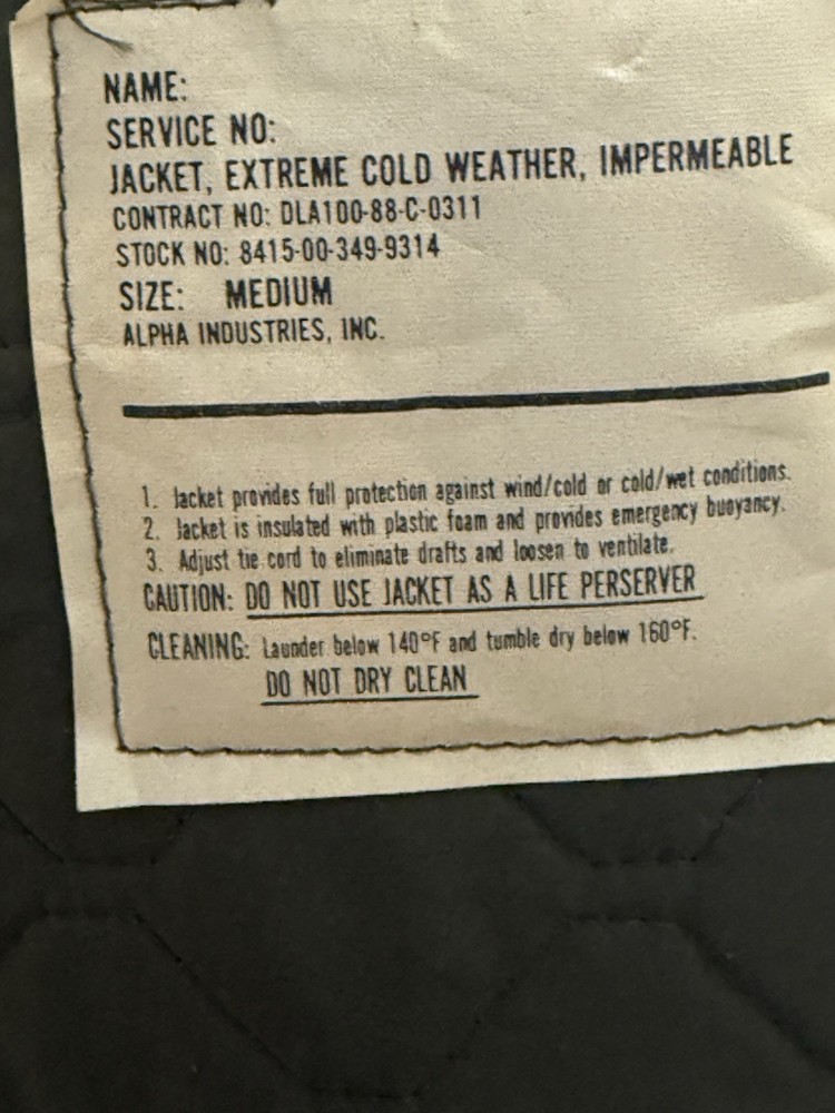 Jacket Alpha Industries USGI MEDIUM Extreme Cold Weather
