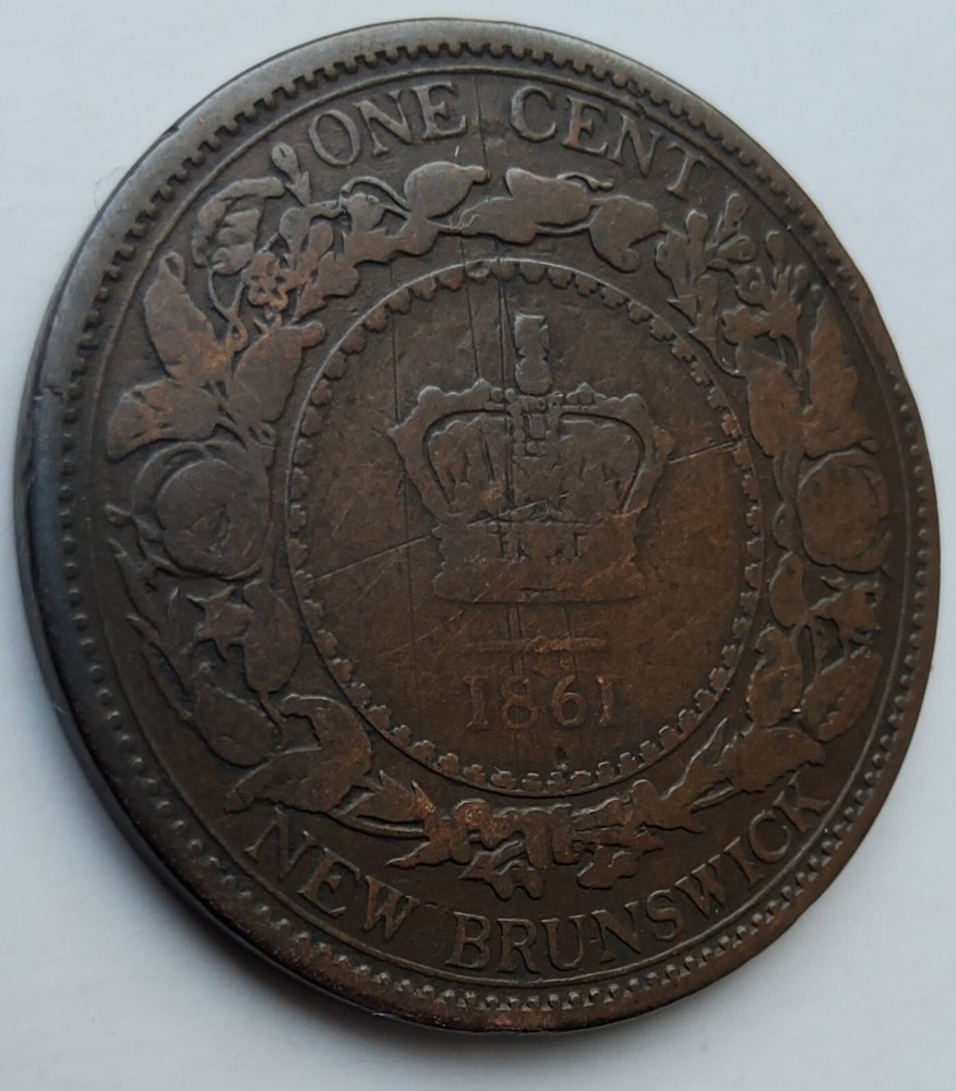 •1861•CANADA•NEW BRUNSWICK•ONE CENT•