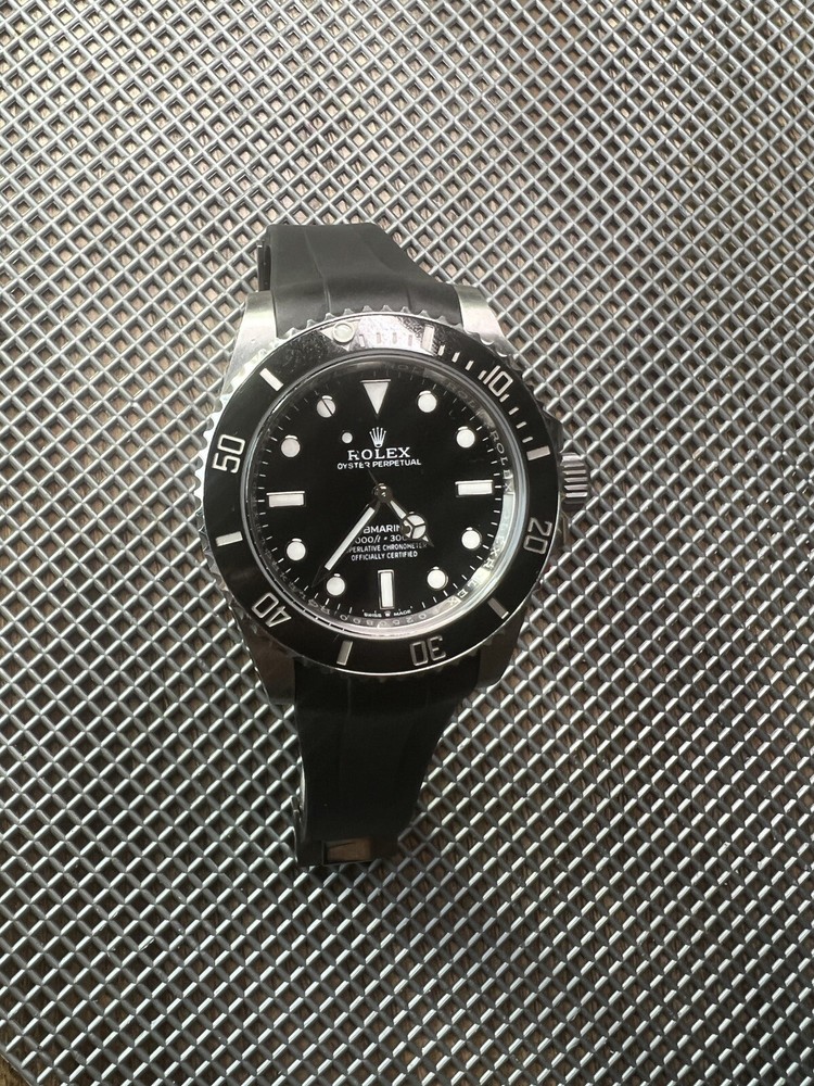 21mm BLACK Caoutchouc Vulcanized rubber Strap 41mm Rolex Submariner old D