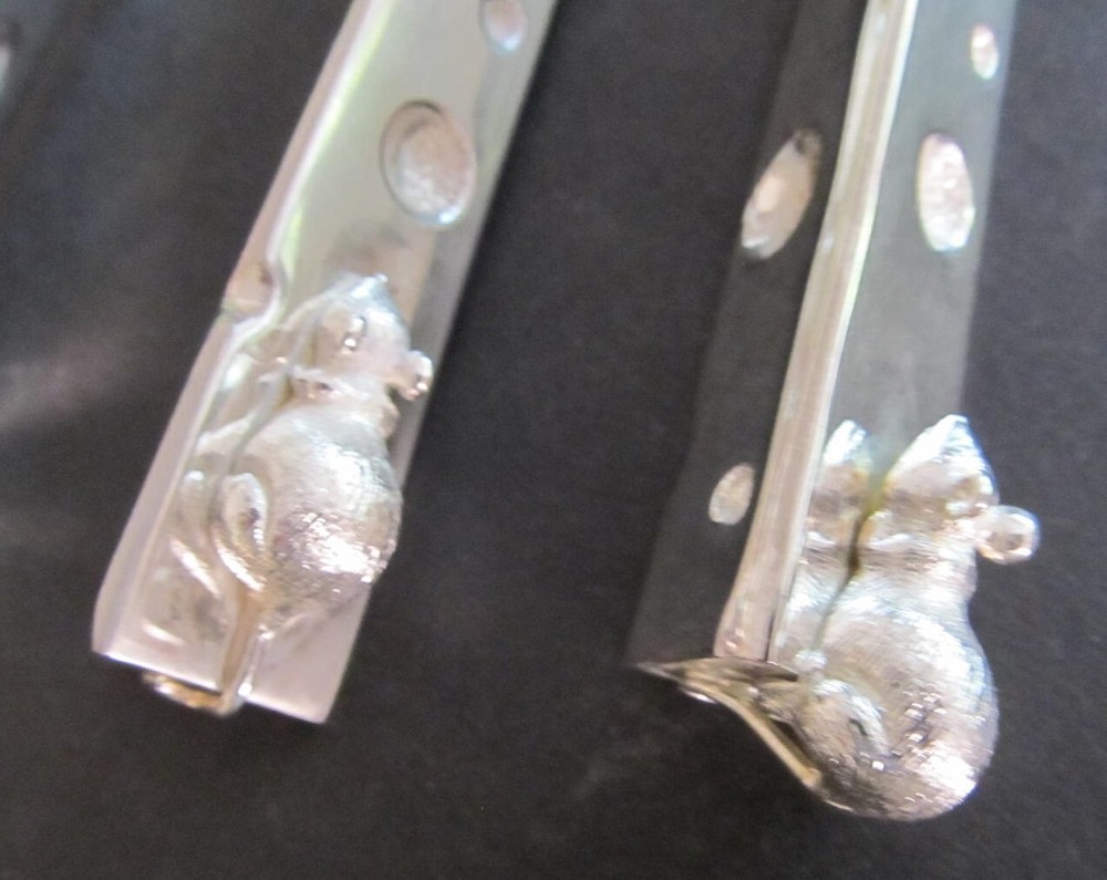 Mouse and Cheese Serving Set - Silverplated, 3-pc