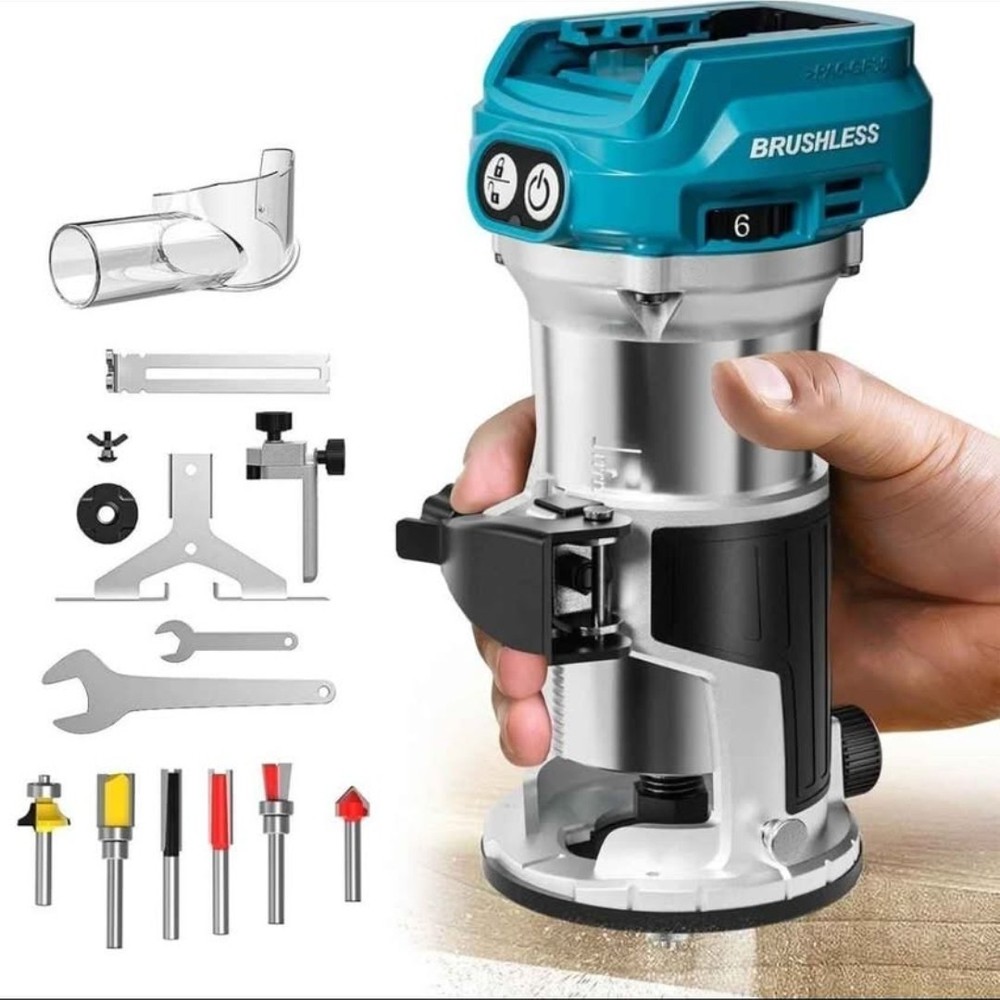 Cordless Router/Trimmer Battery Powered Blue Black Silver, Tool only