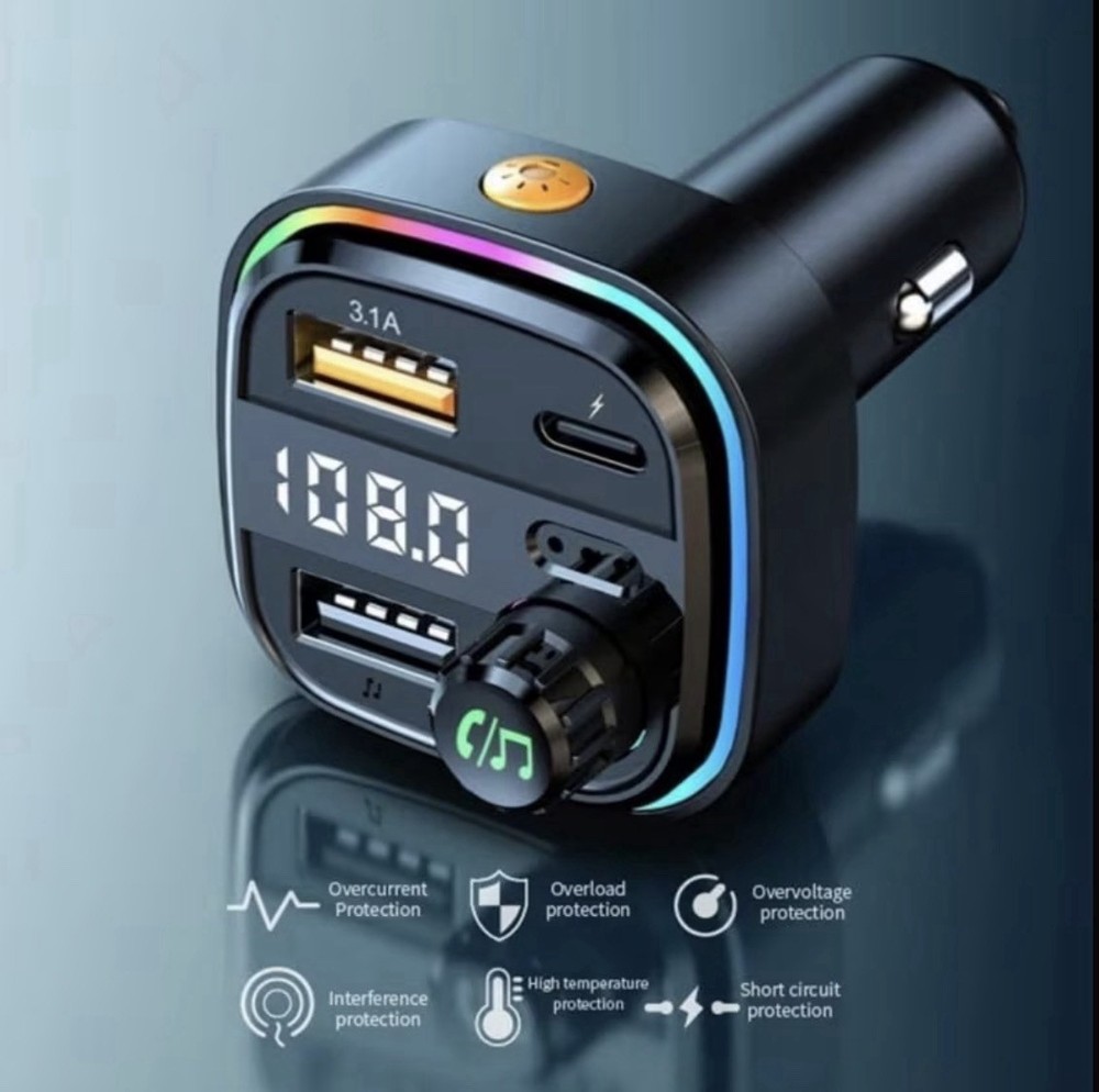 Fm Transmitter - Transmitter Stereo - Fm Transmitter - 2 USB Ports, 1 USB C