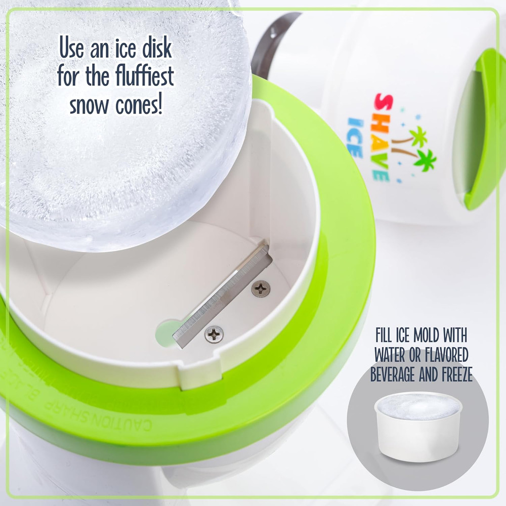 Snow Cone Shaved Retro Table-Top Slushie Machine - Includes 1 Reusable Plastic C