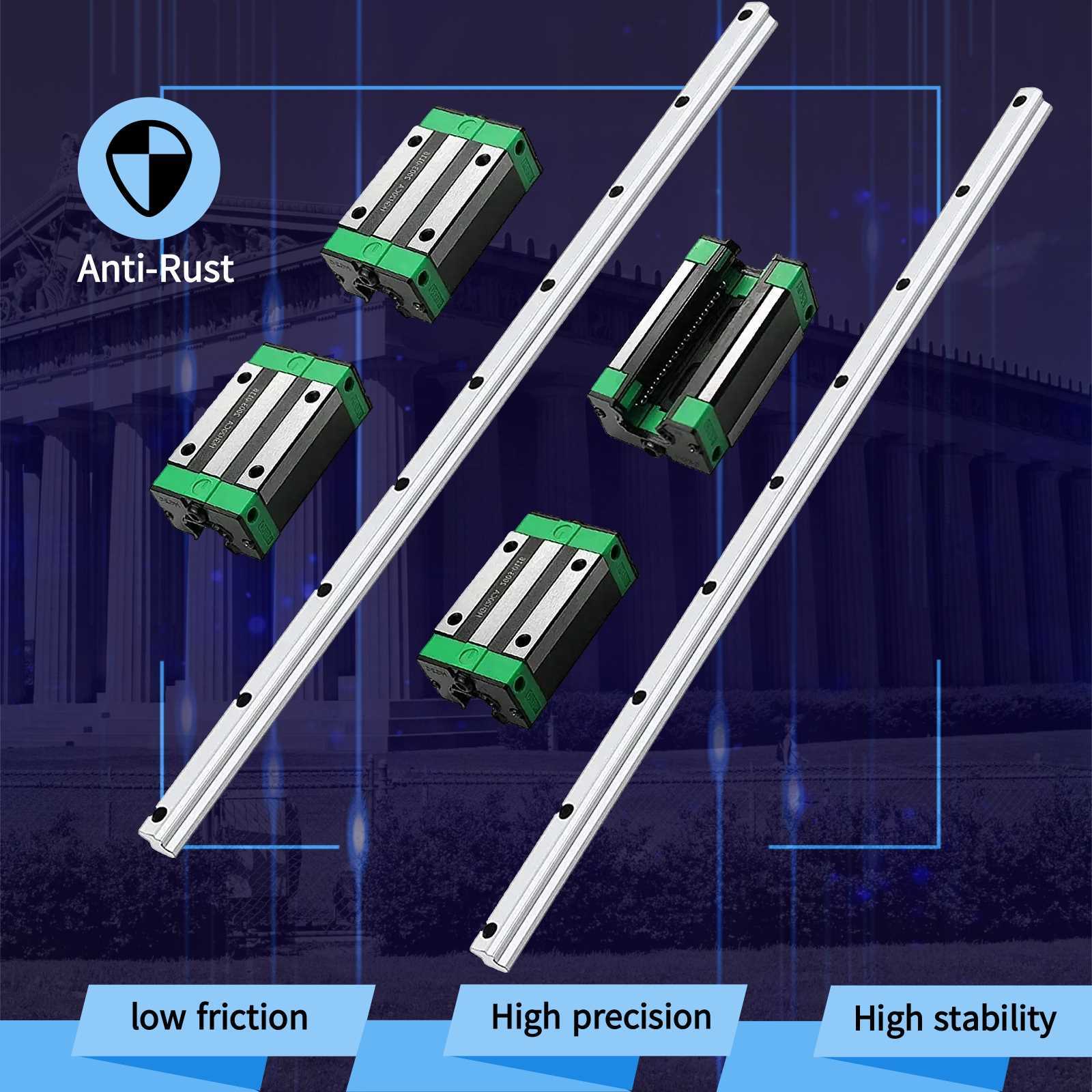 2PCS HGR15/HGR20/HGR25 Linear Guide Rail 200-2200mm+4PCS HGH15/20CA Slide Block