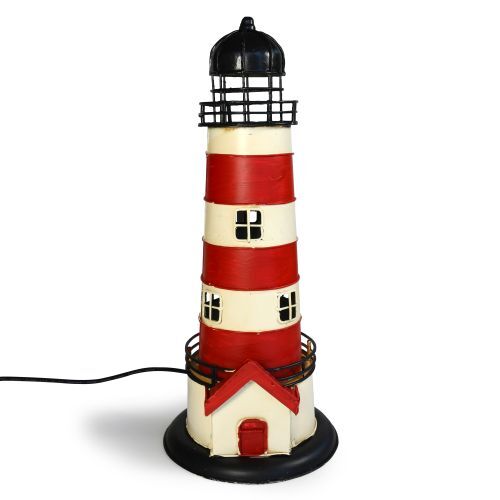 USB powered LED Lamp Lighthouse 13x13x32cm Red & White
