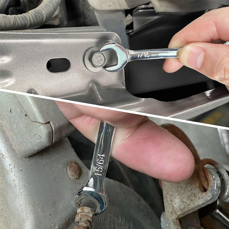 20PCS Small Combination Wrench Set Spanner Open & Box End Tools Metric SAE Mini