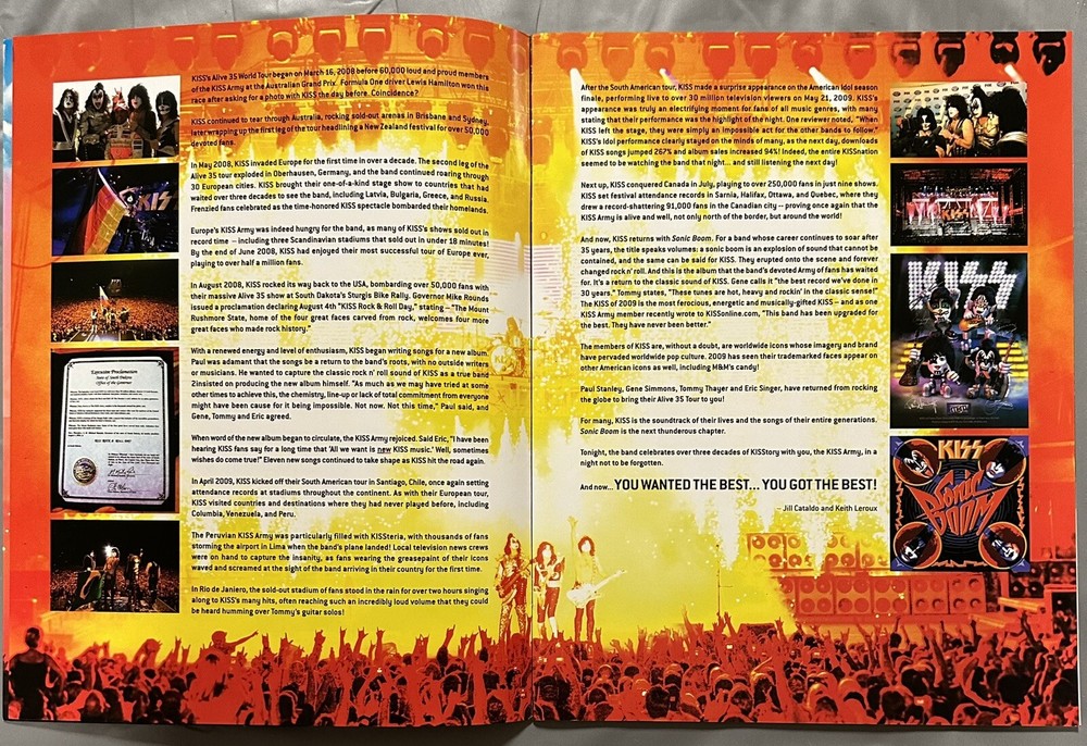 Kiss Alive 35 Sonic Boom Concert Program Tour Book Excellent Condition 11x14