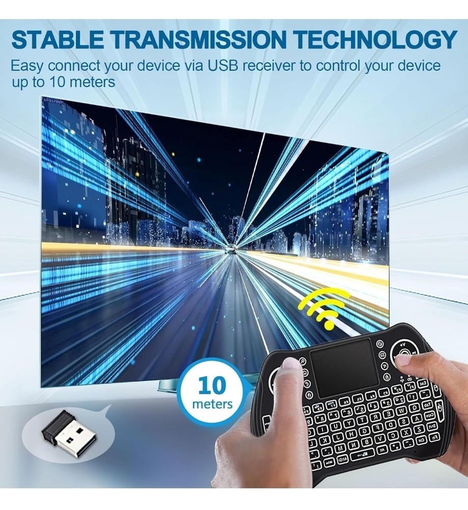 Mini Wireless Keyboard Touchpad Mouse Rechargable Battery ANDROID TV Xbox Pc