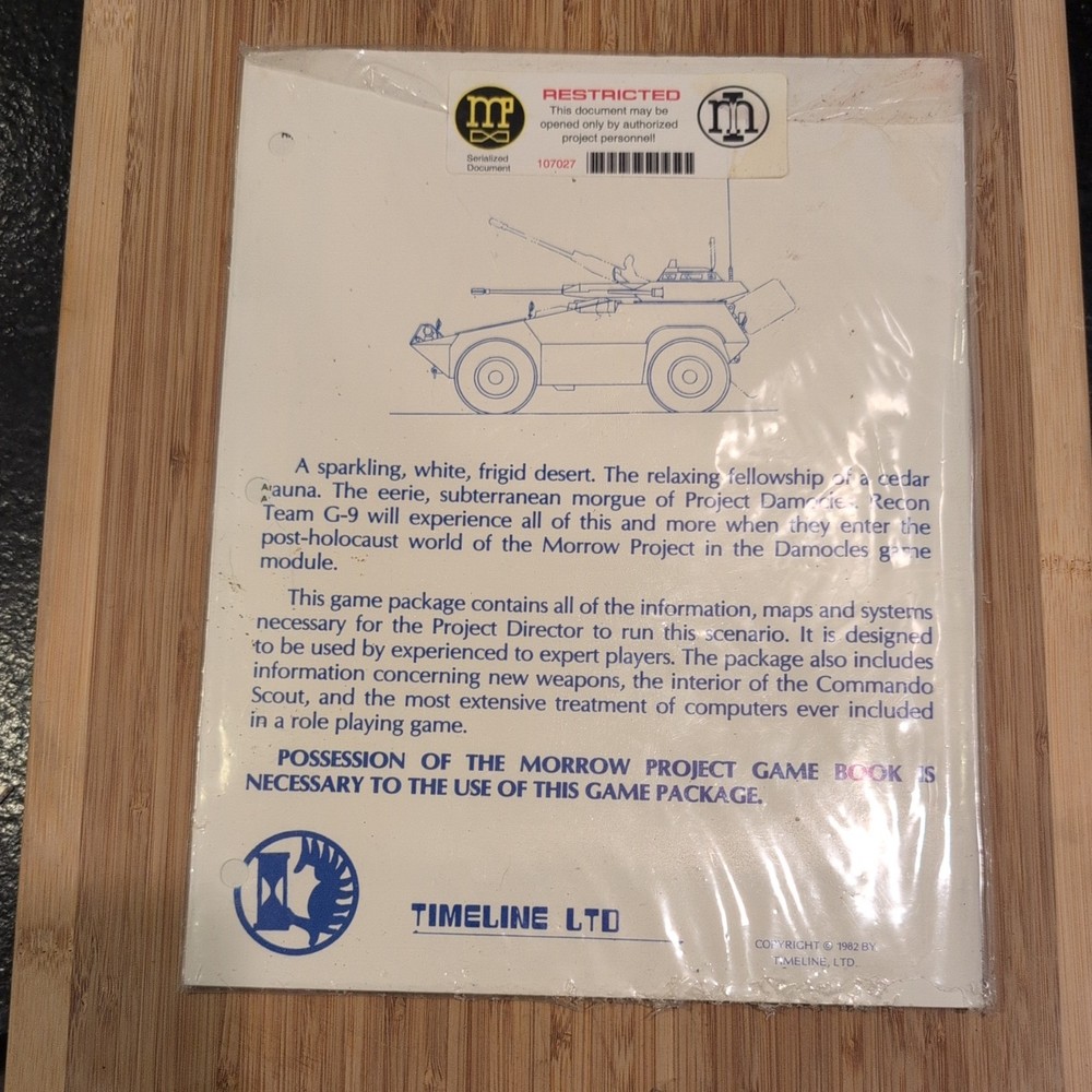 Timeline Morrow Project Damocles IN SHRINKWRAP