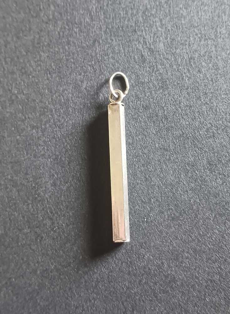 Vtg Sterling Silver Vertical Rectangular 1.75" Bar Pendant Minimalist