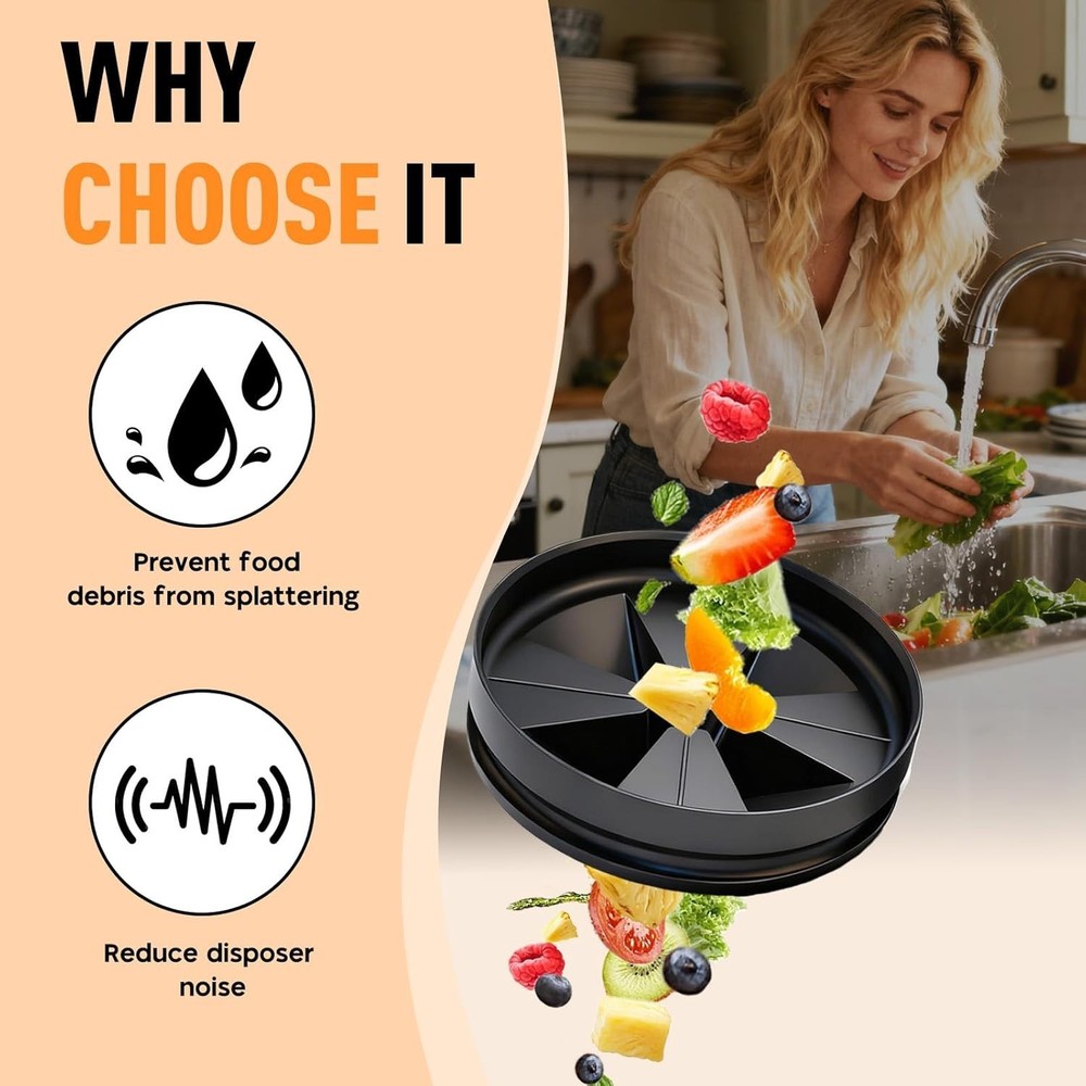 2-Pack Garbage Disposal Splash Guards - Noise-Reducing & Easy Install, 3 3/8"