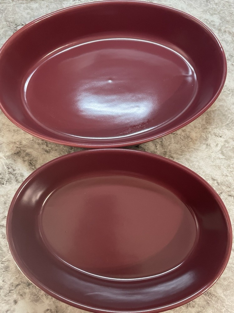 Temp-tations Presentable Ovenware 2pc Oval Ceramic Baking Dishes Burgundy