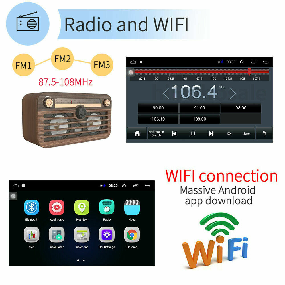 10 Inch Double 2 Din Car Stereo Radio Android GPS Wifi Touch Screen FM Player