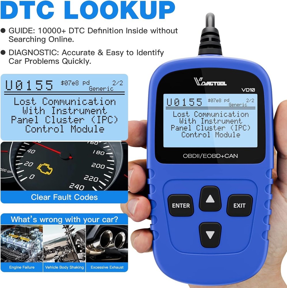 Automotive OBDII Scanner Code Reader Car Check Engine Fault Diagnostic Tool