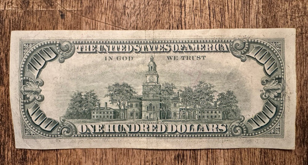 1974 $100 Bill, California Mint, Print Through Error