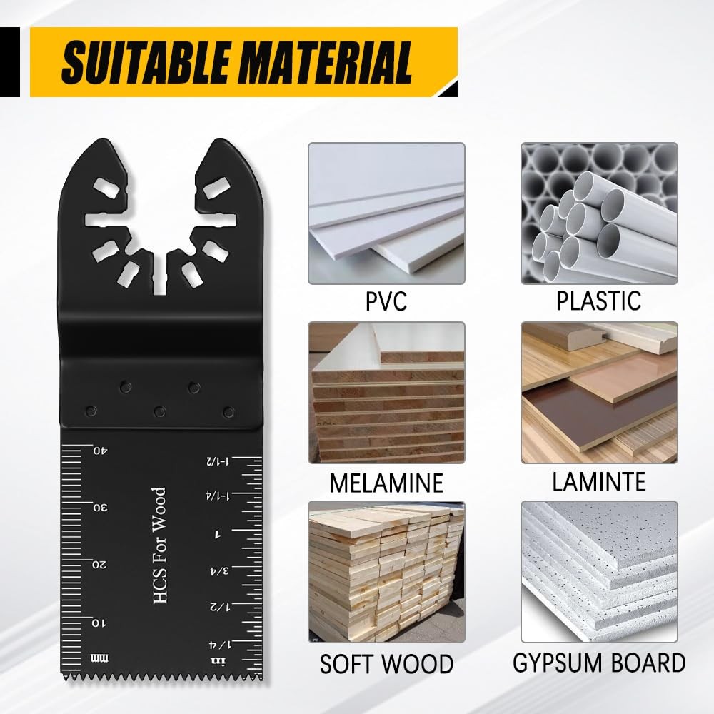 6PCS Oscillating Tool Blades, Universal Wood Multitool, Black