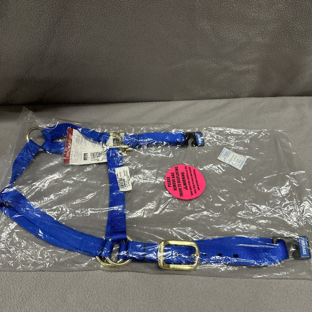 WEAVER Nylon BLUE Basic Non-adjustable Horse Halter 1" Average Weanling Draft