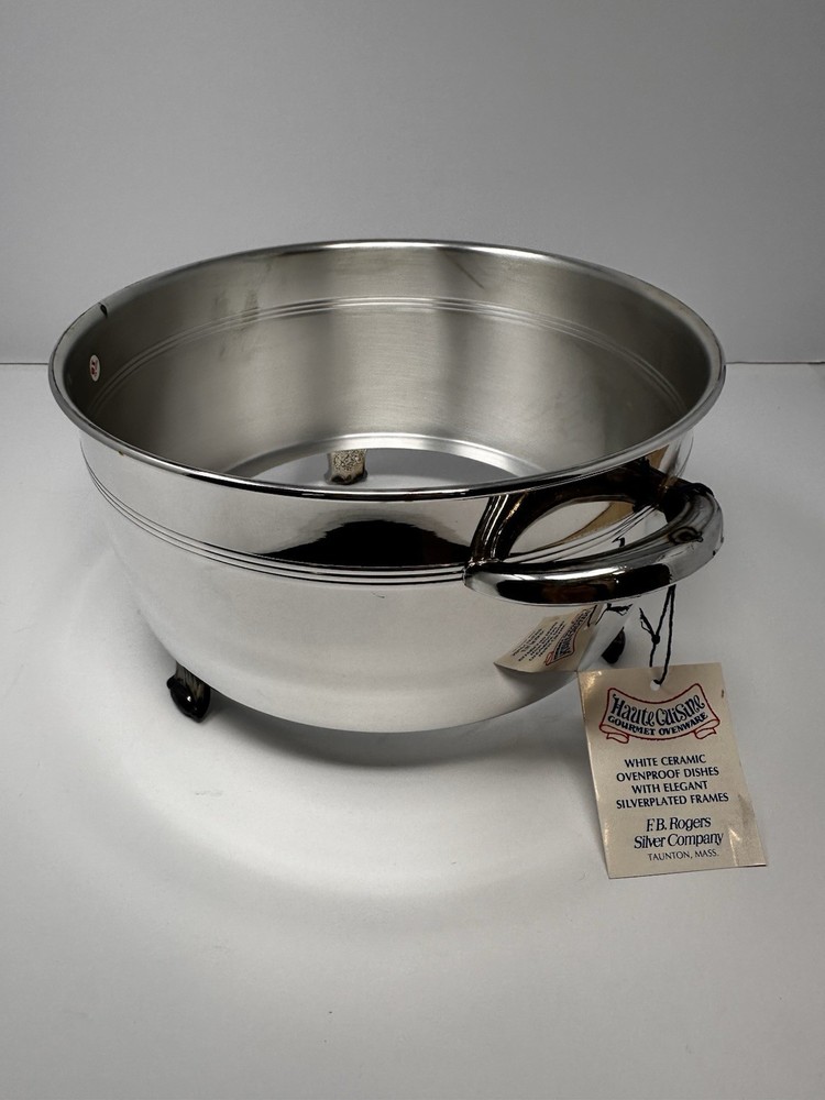 VTG FB Rogers Silver Plated Footed Casserole Dish w/Ceramic Insert