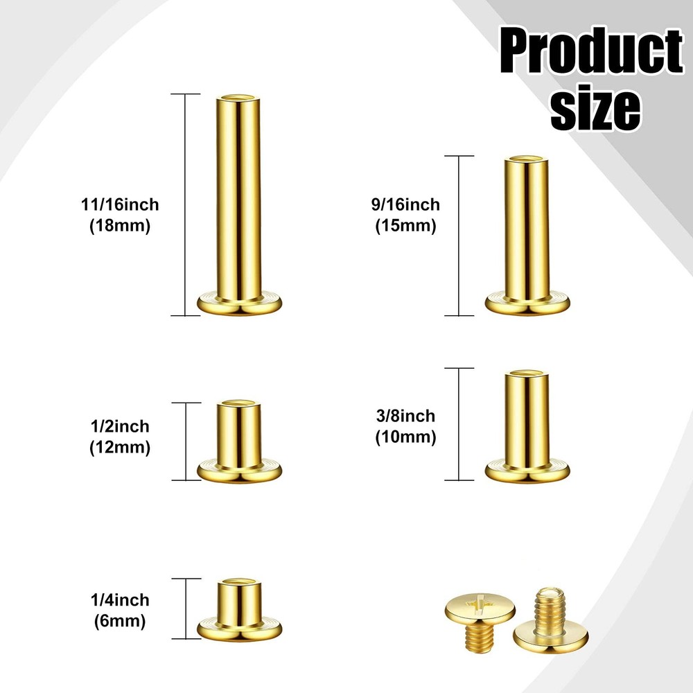 80 Set Chicago Binding Post Screw Assorted Kit Metal Round Cross Head Stud Sc...
