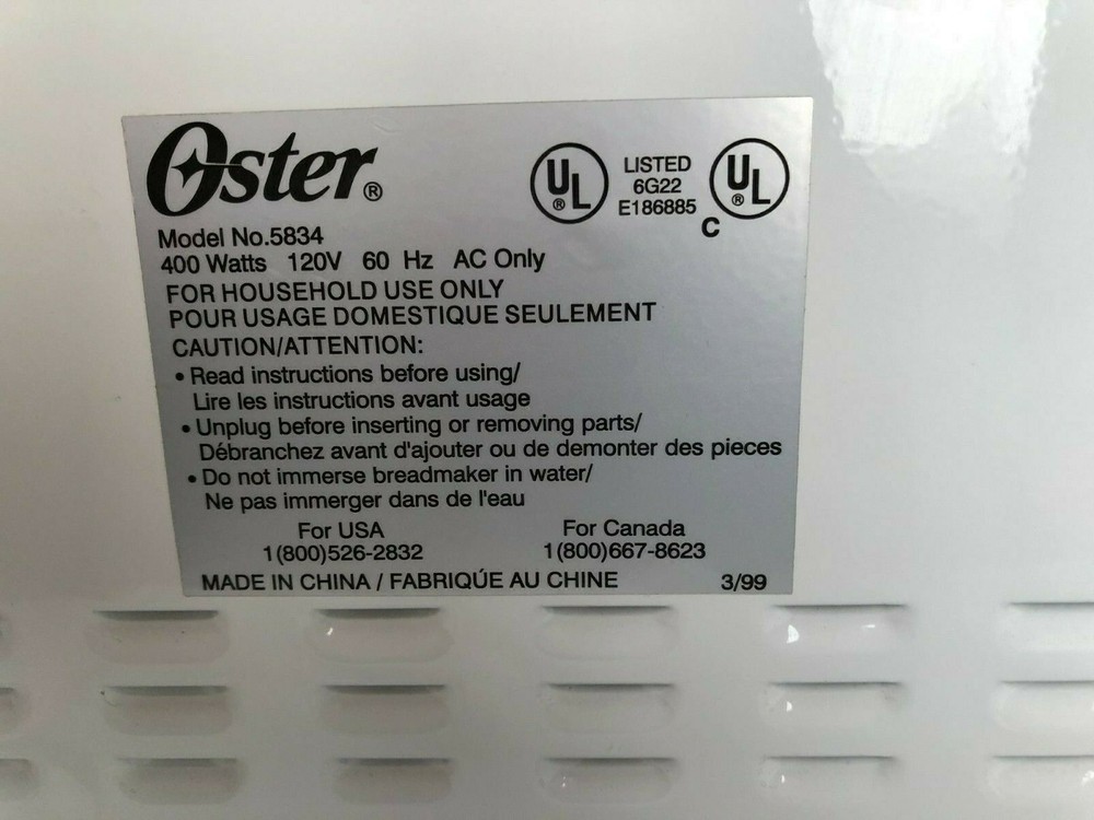 Power Control Board for Sunbeam Oster Bread Maker Machine Models 5833 5834 only