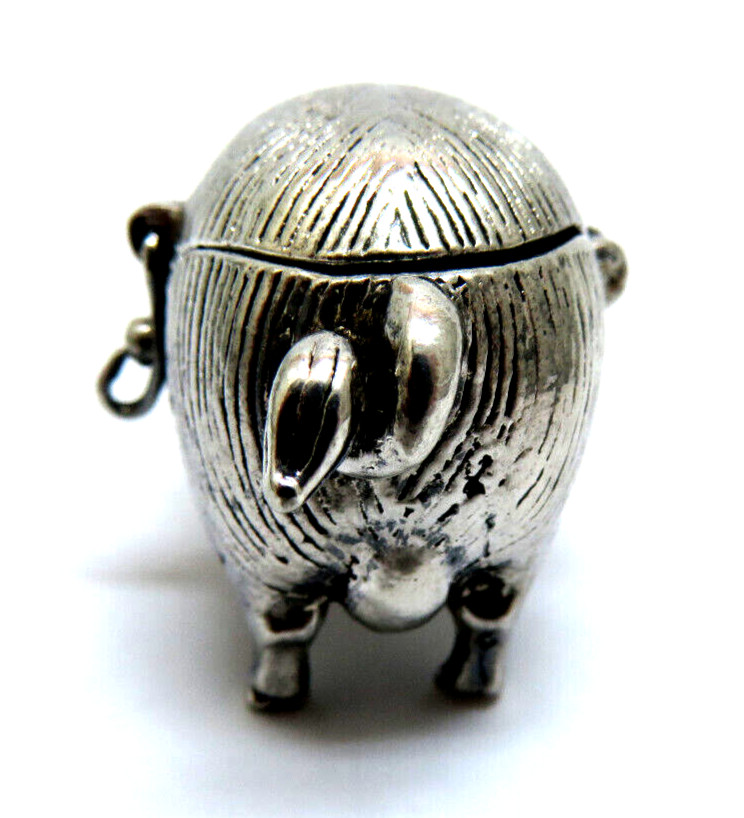 Vintage Silver Plate Heavy Figural PIG HOG BOAR Trinket Box ~ 45 g