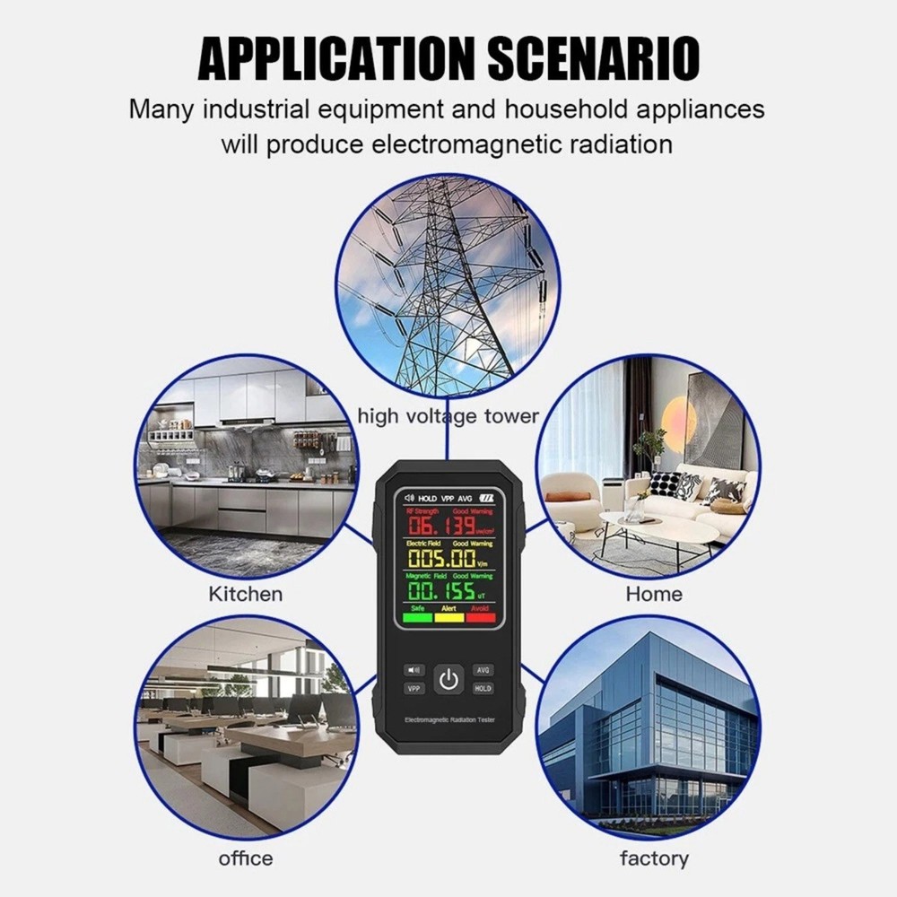 Digital EMF Meter Electromagnetic Radiation Detector for RF and Magnetic Fields