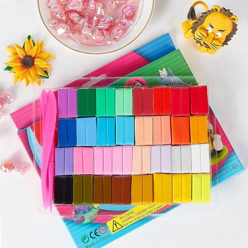 Non-Toxic Polymer Clay Set: 32 Colors for Safe, Creative Fun & Learning