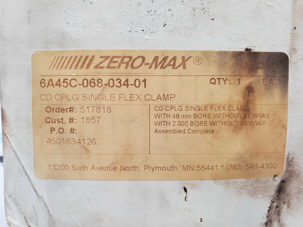 NEW Zero-Max 6A45C-068-034-01 CD CPLG Single Flex Clamp