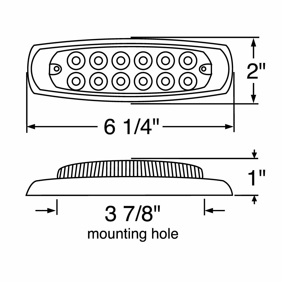 12 LED Reflector Rectangular Clearance/Marker Light - Amber LED/Amber Lens