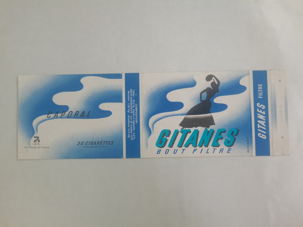 opened empty cigarette hard pack-70mm-France-gitanes