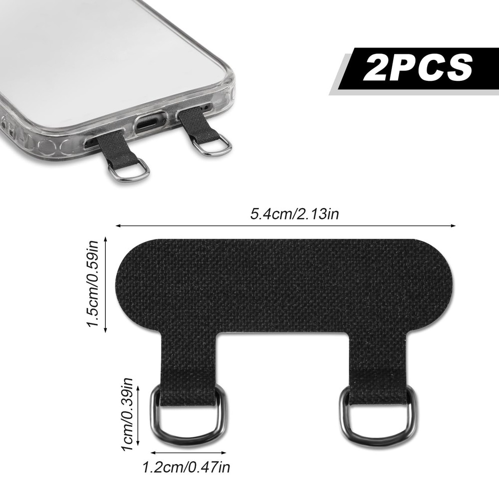 XIHIRCD 2pcs 2 Way Phone Tether Tab, Strap Patch Double Medium, Black